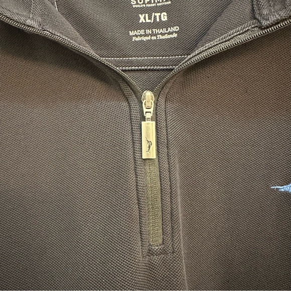 Tommy Bahama IslandZone Black Quarter Zip Pullover Supima Cotton XL Longsleeve - Picture 5 of 15